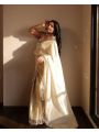 Elegant Traditional  Ivory Satin Organza Saree 