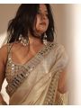 Elegant Traditional  Ivory Satin Organza Saree 