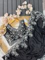 Ethnic Festive Black Rangoli Silk Saree