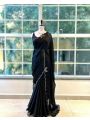 Ethnic Festive Elegant Black Shimmer Organza Silk Saree 