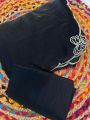 Ethnic Festive Elegant Black Shimmer Organza Silk Saree 