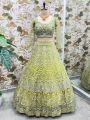 Elegant Festive Wedding  Lime Green Net Lehanga Suit