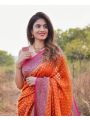 Festive Ethnic Traditional Orange & Rani Soft Lichi silk Saree