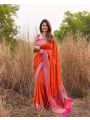 Festive Ethnic Traditional Orange & Rani Soft Lichi silk Saree