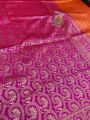 Festive Ethnic Traditional Orange & Rani Soft Lichi silk Saree
