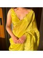 Ethnic Festive Traditional Lime green Soft Chinnon Silk Saree 