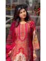 Ethnic Festive Traditional Rani Pink Muslin Silk Straight Suit