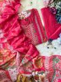 Ethnic Festive Traditional Rani Pink Muslin Silk Straight Suit