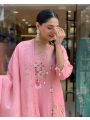 Ethnic Festive Traditional Blush Pink Pure Roman Silk Straight Suit