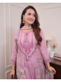 Elegant Festive Traditional Lilac  Soft Muslin Straight Style Suit 