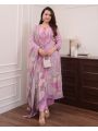 Elegant Festive Traditional Lilac  Soft Muslin Straight Style Suit 