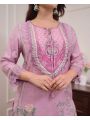 Elegant Festive Traditional Lilac  Soft Muslin Straight Style Suit 