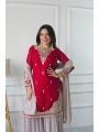 Ethnic Elegant Maroon and Mauve Faux  Georgette Sharara Suit 