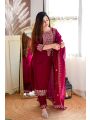 Authentic Ethnic Rani Velvet Viscose Embroidered Straight Suit