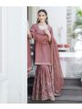 Elegant Ethnic Onion Pure Chinnon Silk Embroidered Sharara Suit