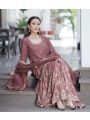 Elegant Ethnic Onion Pure Chinnon Silk Embroidered Sharara Suit