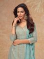 Elegant Ethnic Light  Sea Green  Chinnon Silk Embroidered Plazo Suit
