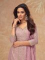 Ethnic Elegant Onion Pink Chinnon Silk Embroidered Plazo Suit