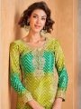 Authentic Elegant Festive Green Chinnon Silk Plazo Suit