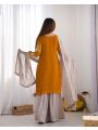  Ethnic Festive Radiant Mustard Faux Georgette Embroidered Plazo Suit