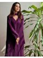 Ethnic Traditional Festive Deep Wine Chikankari Long Salwar Kurti Plazo Suit