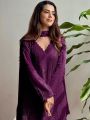 Ethnic Traditional Festive Deep Wine Chikankari Long Salwar Kurti Plazo Suit