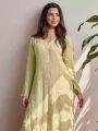 Ethnic Traditional  Festive Mint Green Chikankari Long Salwar Kurti Plazo Suit