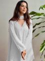 Ethnic Festive White Chikankari Long Salwar Kurti Plazo Suit