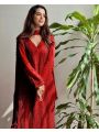 Elegant Traditional Festive Red Chikankari Long Salwar Kurti Plazo Suit