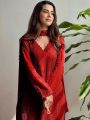 Elegant Traditional Festive Red Chikankari Long Salwar Kurti Plazo Suit