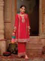 Elegant Heavy Rani Chinnon Silk Embroidered Plazo Suit