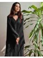 Elegant Festive Black Chikankari Long Salwar Kurti Plazo Suit