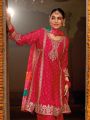 Elegant Heavy Rani Chinnon Silk Embroidered Plazo Suit