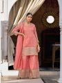 Elegant Festive Peach Shimmer Embroidered Plazo Suit