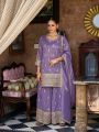 Elegant Festive Traditional Lavender Shimmer  Embroidered Plazo Suit