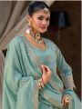 Elegant Festive Mint Green Shimmer Embroidered Plazo Suit