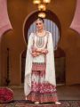 Elegant Traditional Off White Chinnon Embroidered Plazo Suit