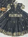 Authentic Elegant Festive Black Crepe Silk Lehanga Set