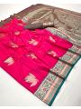 Elegant Festive Ethnic vibrant Pink Pathani Silk Saree