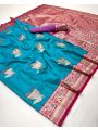 Authentic Festive Turquoise Blue Paithani Silk Saree