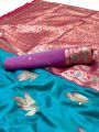 Authentic Festive Turquoise Blue Paithani Silk Saree