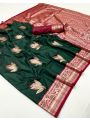 Elegant Ethnic Traditional Bottle Green Paithani Silk Saree