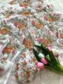 Elegant Festive Traditional White Georgette Floral Printed Saree