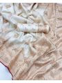 Authentic Festive Traditional Cream Art Silk Saree