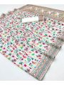 Traditional Ethnic Festive White Pashmina Silk Saree