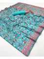 Authentic Festive Elegant Aqua Blue Pashmina Silk Saree 