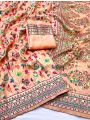 Ethnic Festive Traditional Peach Graceful Pashmina Silk Saree