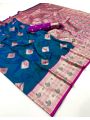 Authentic Traditional Festive Teal Blue Paithani Silk Saree