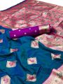 Authentic Traditional Festive Teal Blue Paithani Silk Saree