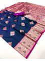 Elegant Festive Traditional Navy Blue Paithani Silk Saree